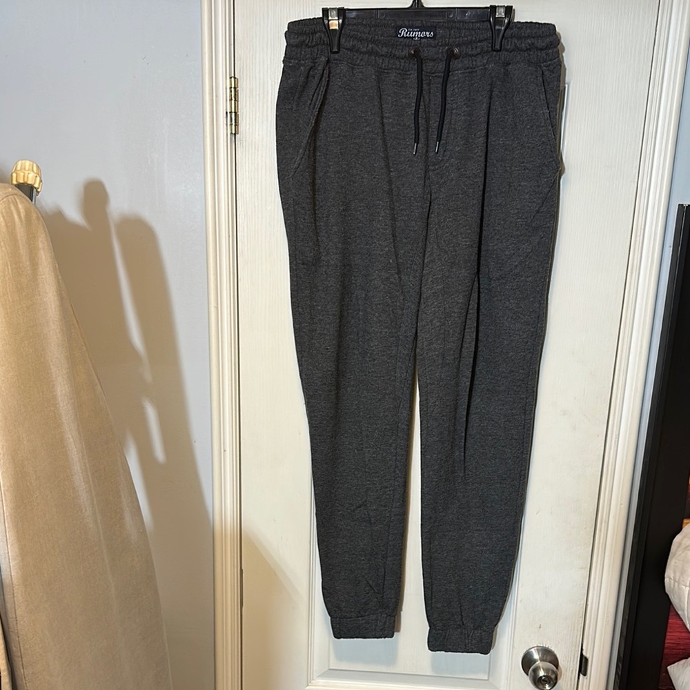 Rumors Gray Joggers with Tapered Legs and Drawstring Waist Size M